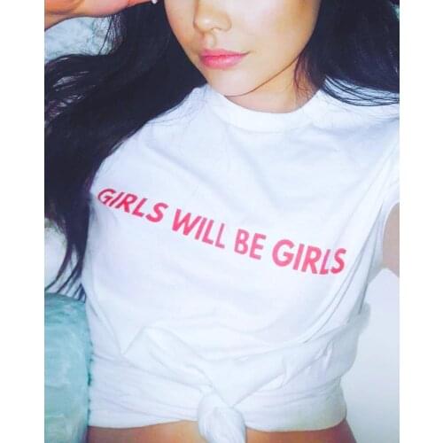 Skuggnas Girls will be girls t shirt tumblr inspired fashion tshirts Short Sleeve Aesthetic Clothing Hipster Tops Drop ship