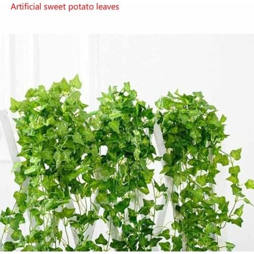 2.1m/piece Artificial sweet potato leaf vine decoration plant leaf ivy green plant wedding wreath fake leaf home decoration
