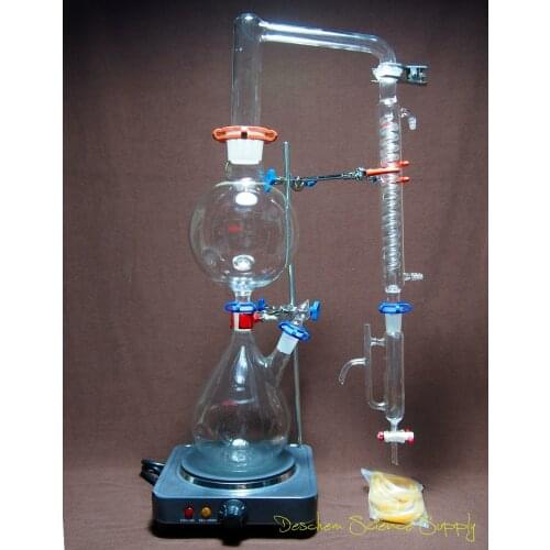 Essential Oil Steam Distillation Kit,Lab Apparatus,W/Hot Stove,Graham Condenser,110V US-Plug