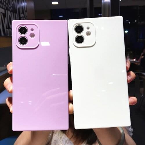 Square Candy Color Shockproof Phone Case For iPhone 11 Pro Max 12 Mini X XS XR 7 8 Plus SE 2020 Colorful Soft TPU Silicone Cover