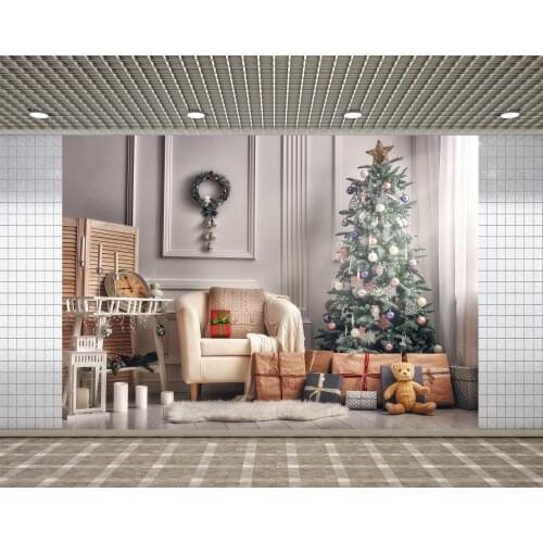 Lyavshi photography backdrops Christmas Tree fireplace gift white New Year professional background pictures for photo studio