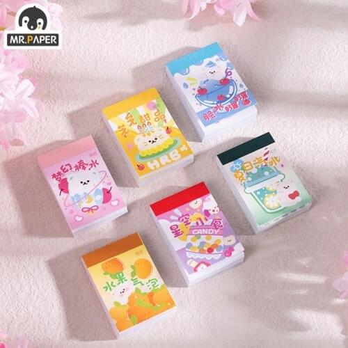 Mr.Paper 6 Designs 50 Sheets/Book Cartoon Style Summer Limited Series Stickers Creative Manual Decoration DIY Materials