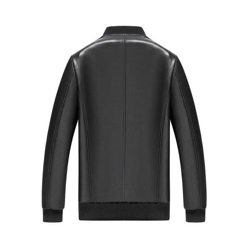 Men Suit Collar Genuine Real Sheep Leather Jacket H9966