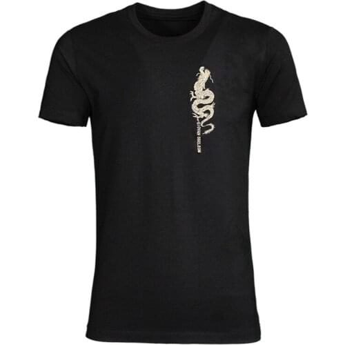 Golden Chinese Dragon Embroidery High Quality Mens Fashion T-shirts 2017 New Arrival Mens Short Sleeve T-shirts M-l-xl-2xl-3xl