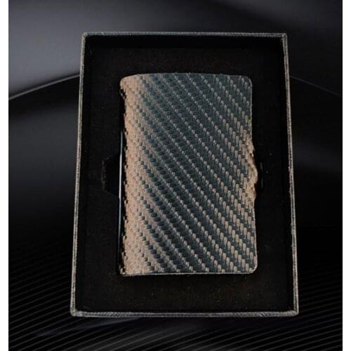 Men Women Carbon Fiber Genuine Leather Card Case Wallet Mini ID Bank cardholder Slim Creative Elastic Clip Credit Card Holders