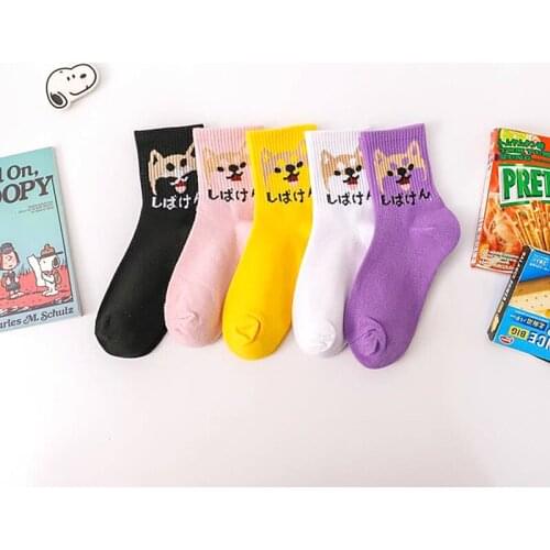 New Fashion Harajuku Women Girls Hip Hop Long Socks Cute Animal Cat Dog Socks For Ladies Funny Japan Cartoon Socks
