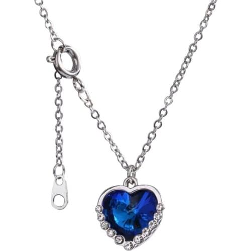 2021 new high-end ocean blue love necklace feminine temperament trendy titanium steel necklace