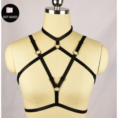 New women body harness blacksexy bondage lingerie harajuku pastel gothic cage bra harness handmade harness bra