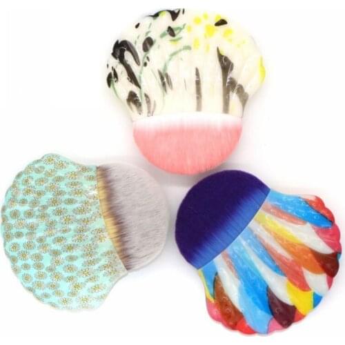 New style high quality white nylon hair many colors shell shape liquid foundation make up brush tools