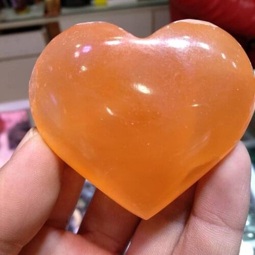 ORANGE CALCITE Crystal Heart Point Stone Beautiful Love Gift