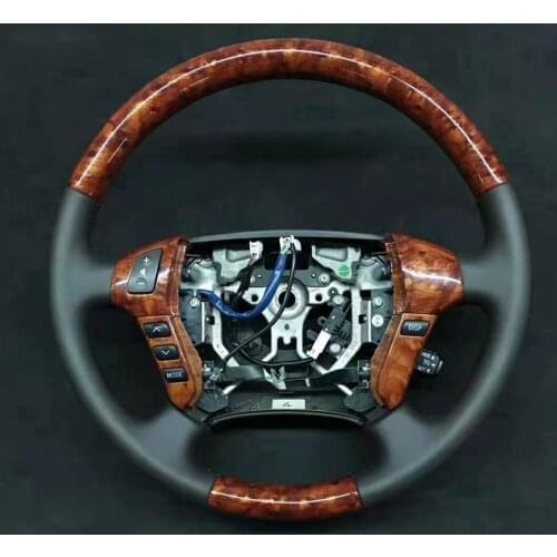 Cuatomized Trim Real Carbon Fiber Sports Wood Steering Wheel Perforated Leahter Compatible for Toyota Crown 2015-2018