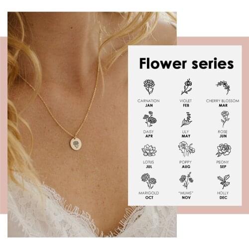Visunion Staniless Steel Pendant Necklace Daisy Rose Flower Pattern Jewelry Trendy Minimalist Design for Women Party Working