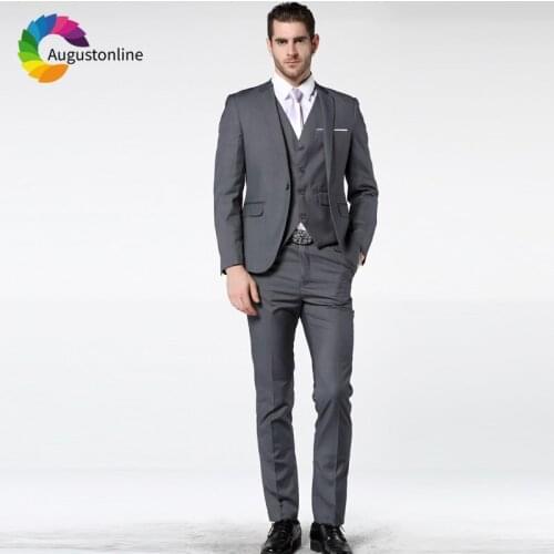 Slim Fit Men Suits Business Prom Suits Wedding Groom Wear Tuxedos 3 Pieces (Jacket+Pants+Vest) Bridegroom Best Man Blazer