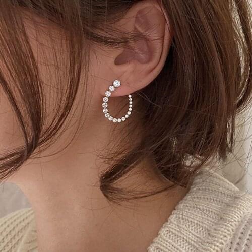 Zircon Beads Earrings For Women Fashion Jewelry Simple Geometric U Shaped Piercing Gold Stud Earring Ladies Ear Gift