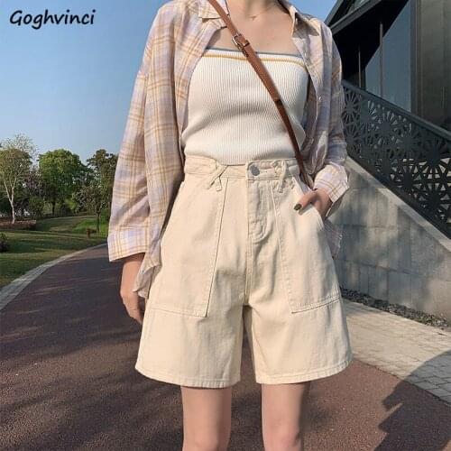Shorts Women Summer Retros Denim 2021 High Waist Loose Wide Leg Trousers Street Fashion Korean Style Leisure Solid Hot Sale Chic