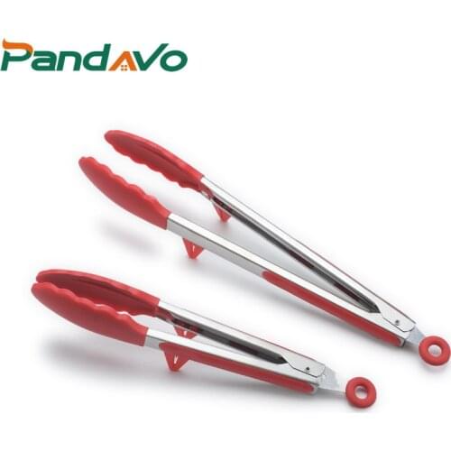 Silicone Food Tong Stainless Steel Kitchen Tongs Silicone Non-slip Cooking Clip Clamp BBQ Salad Tools Grill Kitchen Accessories