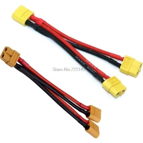 1Pcs Xt60 Parallel Battery Connector Cable Dual Extension Y Splitter Silicone Wire 1 Female 2 Male or 1 Male 2 Female Drophip