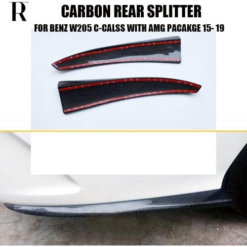 Carbon Fiber Rear Bumper Side Canards Splitter for Benz W205 C180 C200 C300 C43 C63 Cwith AMG Sport Bumper 4DR Sedan 2015 - 2022