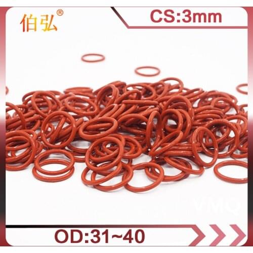Red Silicon O-Ring 5PCS/lot Silicone/VMQ OD31/32/34/35/36/38/39/40*3mm Thickness Rubber O Ring Seal Gasket Rings Washer