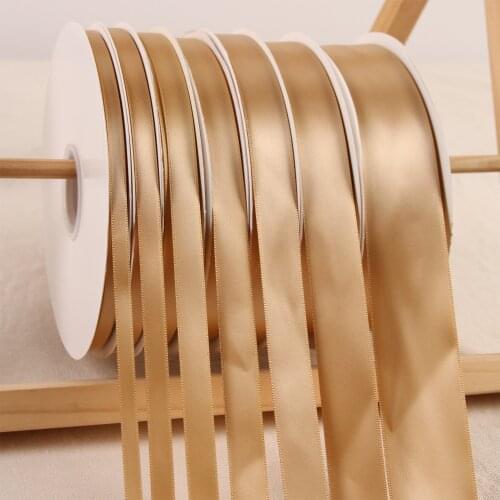 100yard 6mm/10mm/12mm/20mm/25mm/38mm Camel Polyester Satin Ribbon Fiber Bring Flower Gift Packing Silk Cake Box Candy Box Ribbon