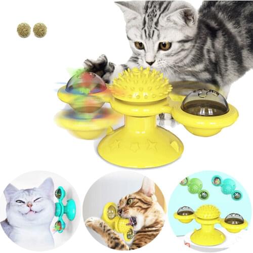 Windmill cat toy Turntable Teasing Interactive cat toys interactive with Catnip Cat Scratching Tickle Pet ball toys Cat Supplies