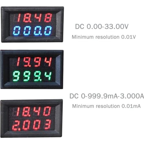 4 Bit 0-33V 3A DC Voltmeter Ammeter Digital LED Dual Display Amp Volt meter High Quality High-precision Minimum resolution 0.1MA
