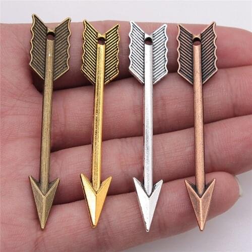 WYSIWYG 4pcs 63mm 4 Colors Antique Gold Antique Silver Color Antique Bronze Big Arrow Charm Pendant For Jewelry Making