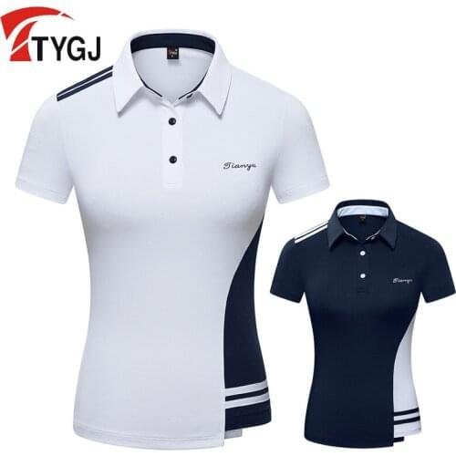 Women Breathable Summer Golf Shirt Ladies Short Sleeved Slim T-shirt Turn Down Collar Casual Sportswear D1014