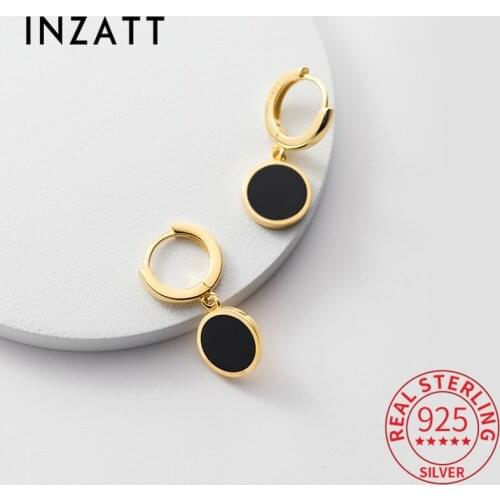 INZATT Real 925 Sterling Silver Enamel Round Hoop Earrings For Fashion Women Fine Jewelry Geometric Accessories Drop Shipping