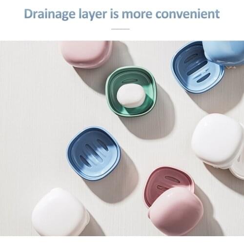 1pc Portable Travel Cube Soap Box Plastic Waterproof Dish with Lid Soap Dish Box Useful Case Container Bathroom Accessories