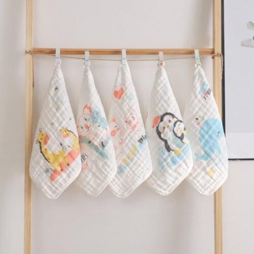 5pc/set Printed Gauze Square Scarf Swaddle Blanket Baby Bamboo Muslin Swaddles Baby Bibs for Newborn Kids