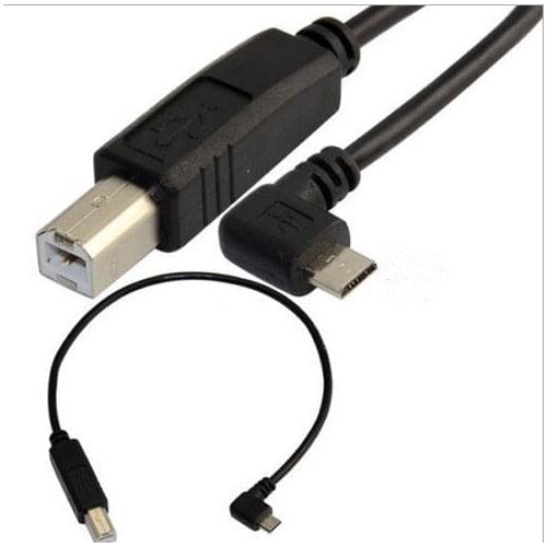 50pcs.USB 2.0 standard B Male to USB Micro 5 pin 5pin Male Right Angled 90 degree data Cable for tablet HUB hard disk printer