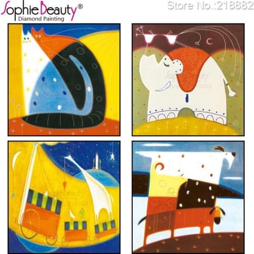 Sophia Store New Diy Diamond Painting Cross Stitch Embroidery New Style Cartoon Europe Beauty Animals Kids Gift Mosaic Craft Art