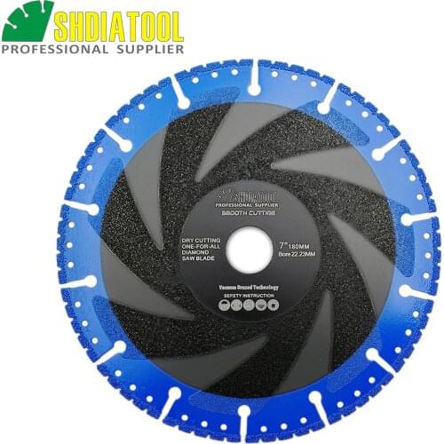 SHDIATOOL 1pc 180mm Vacuum Brazed Diamond saw Blade for All Purpose 7" Demolition cutting disc For stone iron steel