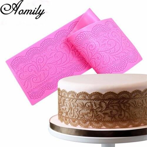 Aomily Lace Flower Wedding Cake Silicone Beautiful Flower Lace Fondant Mold Mousse Sugar craft Icing Mat Pad Pastry Baking Tool