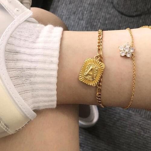 Anklets for Women stainless steel anklet initial anklet bracelet Gold letter anklet chain браслет на ногу Alphabet leg chain