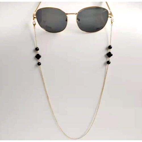 Eyeglasses Chain Bead Crystal Four Leaf Charm Eyewear Holder Strap Sunglasses Retainer Women Neck Mask Hanging Rope
