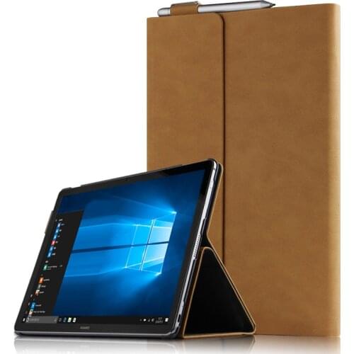 Retro Style PU Leather stand Case For Huawei MateBook E 2019 PAK-AL09 12 inch Tablet funda cases Magnetic Cover with pen slot
