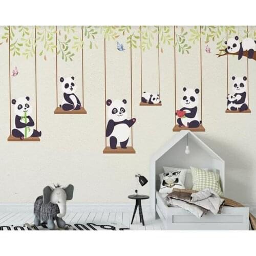 Cartoon panda children wallpaper papel de parede,living room sofa TV wall kids'room wall papers home decor restaurant cafe mural
