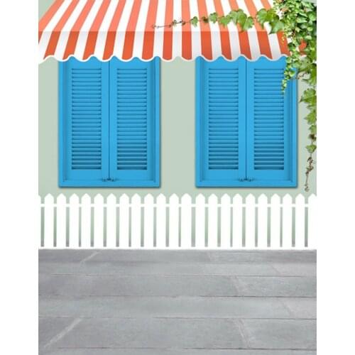 House Blue Window Photography Backdrops Photo Props Studio Background 5x7ft