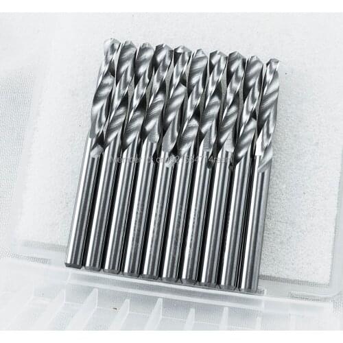KLOT 10pcs Solid Carbide Twist Drill Bit 3.175mm(1/8"inch) Length 40mm,6.35mm(1/4"inch) Length 55mm K10(HRC45)