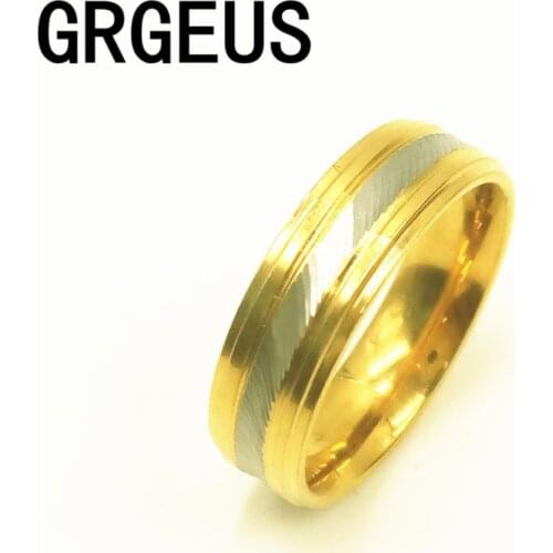 Titanium Band Rings Gold Brushed Wedding 316L Stainless Steel Solid Ring Men Women Gift R1006