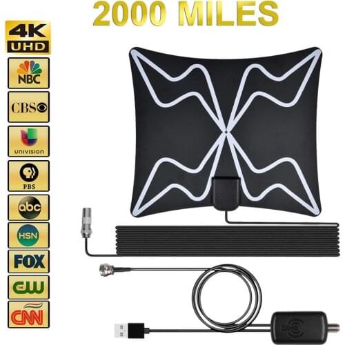Indoor TV Antenna Amplified HDTV Antenna 2000 Miles Long Range Power Saving 4K Full HD Channel ABC CBS NBC PBC Fox