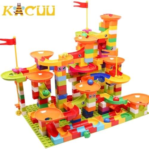 Marble Race Run Block Building Blocks Funnel Slide Blocks DIY Assembly Bricks Toys For Children Kids Gift