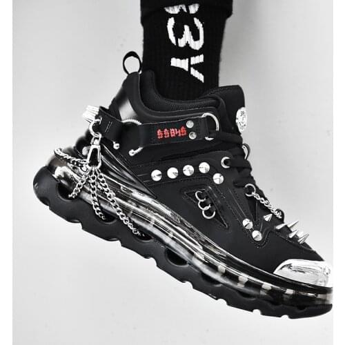 Hemmyi Trendy Mens Sneakers Black Air Cushion Nail Men Shoes Support Dropshipping