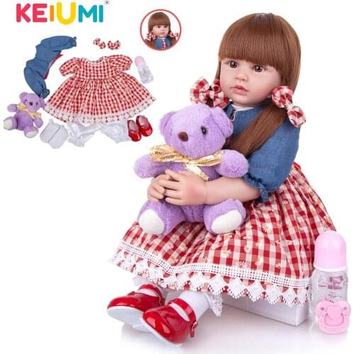 KEIUMI 24 Inch Princess Reborn Girl Baby Doll Silicone Vinyl Lifelike Toddler Bonecas Reborn Bebe Toys To Kid Birthday Gifts