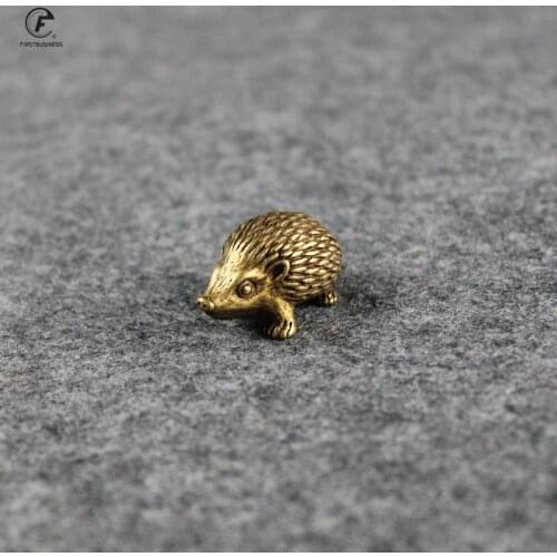 Copper Hedgehog Small Ornaments Solid Brass Antique Animal Sculpture Crafts Desk Tea Table Decoration Home Decor for Living Room