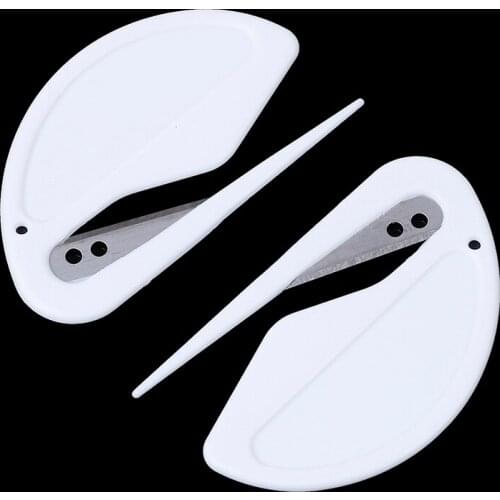 2pcs/lot Mini Sharp Letter Mail Envelope Opener Safety Papers Guarded Cutter Blade Office Equipment Plastic Letter Opener