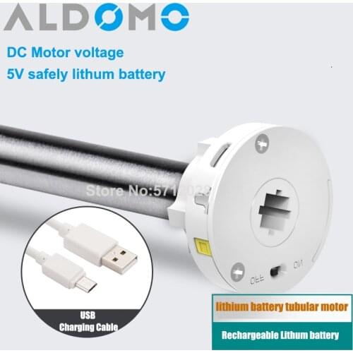ALDOMO tubular motor electric window blinds motor USB Rechargeable Lithum battery for Diameter 28mm roller blinds zebra blinds