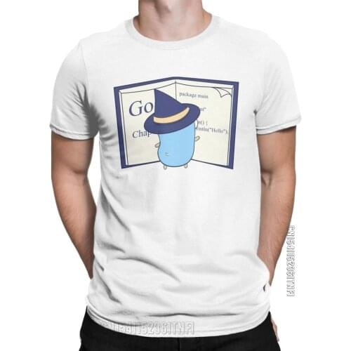 The Go Gopher Witch Learning Men T Shirts Golang Unique Tees Classic Crew Neck T-Shirts 100% Cotton Gift Idea Clothes